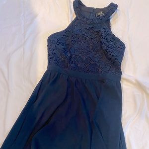 Navy floral high neck lulus dress